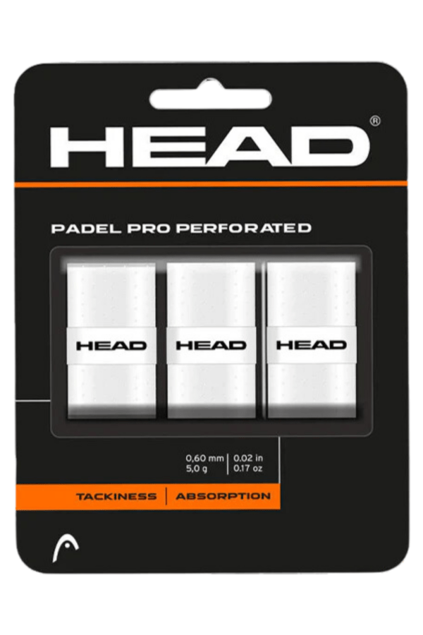 Head Padel Pro Perforated Overgrip - 3 Pak - Hvid - Overgrip